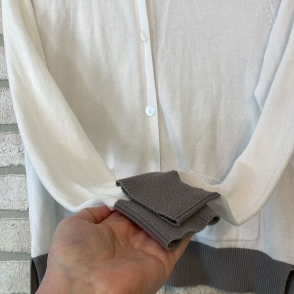 Pendleton Cardigan Sweater White W/ Gray Trim lightweight soft material sz M - Picture 4 of 9